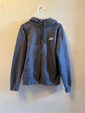 EUC- Nike Sportswear Club Fleece Full-Zip Hoodie Charcoal Heather Size M
